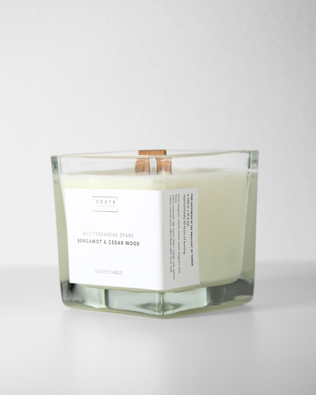 o'dore sójová svíčka MEDITERRANEAN SPARK Bergamot & Cedar wood 1